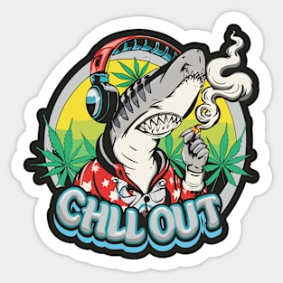 Chill Out: Hip Hop Shark Art Piece Sticker